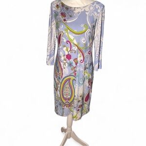 London Times Multicolor Paisley Long Sleeve Dress